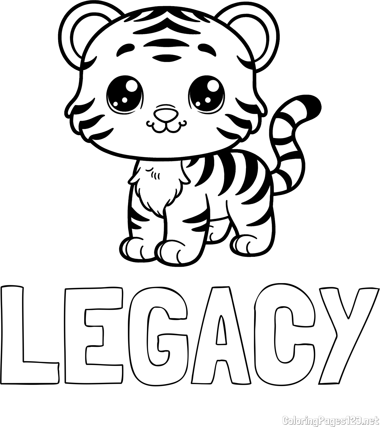 LEGACY Coloring Page and Cute Tiger Cub Coloring Page