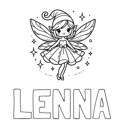 Online Created Coloring Page - LENNA Coloring Page and Children's Coloring Page of a Wonderful Fairy