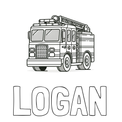 Online Created Coloring Page - LOGAN Coloring Page and Coloring Page of a Big Fire Truck
