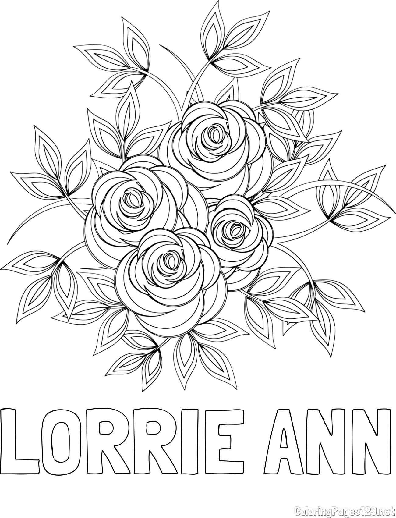 LORRIE ANN Coloring Page and Rose Mandala Coloring Page