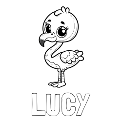 Online Created Coloring Page - LUCY Coloring Page and Coloring Page of an Adorable Flamingo with Big, Cute Eyes