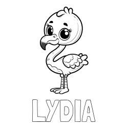 Online Created Coloring Page - LYDIA Coloring Page and Coloring Page of an Adorable Flamingo with Big, Cute Eyes
