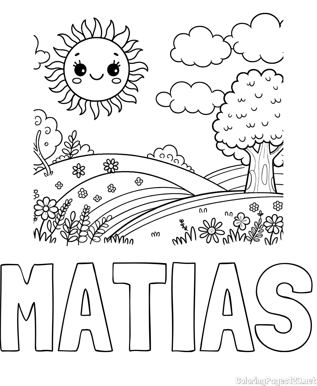 MATIAS Coloring Page and Sunny Nature Coloring Page
