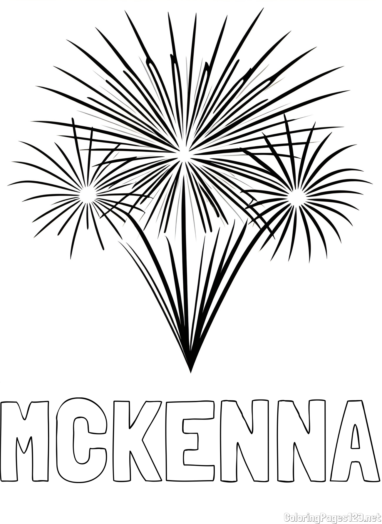 MCKENNA Coloring Page and Beautiful New Year’s Fireworks Coloring Page