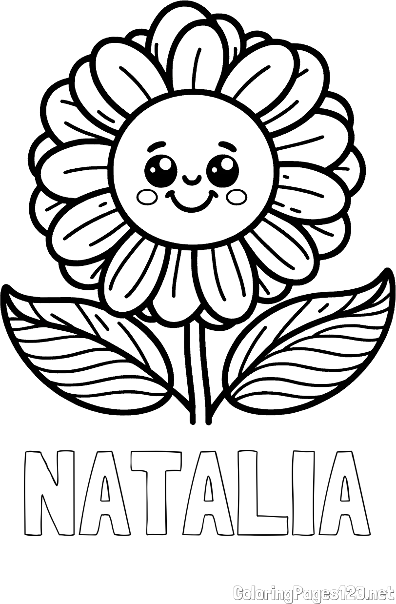 NATALIA Coloring Page and Smiling Flower Coloring Page