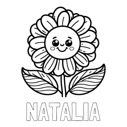 Online Created Coloring Page - NATALIA Coloring Page and Smiling Flower Coloring Page