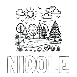 Online Created Coloring Page - NICOLE Coloring Page and Summer Coloring Page - Pond, Ducks and Forest
