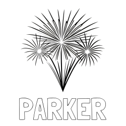 PARKER Coloring Page and Beautiful New Year’s Fireworks Coloring Page