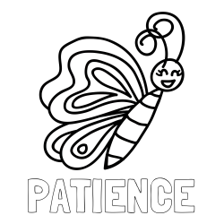 PATIENCE Coloring Page and Simple Butterfly Coloring Page