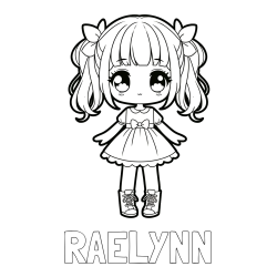 Online Created Coloring Page - RAELYNN Coloring Page and Coloring Page of a Cute Anime Girl