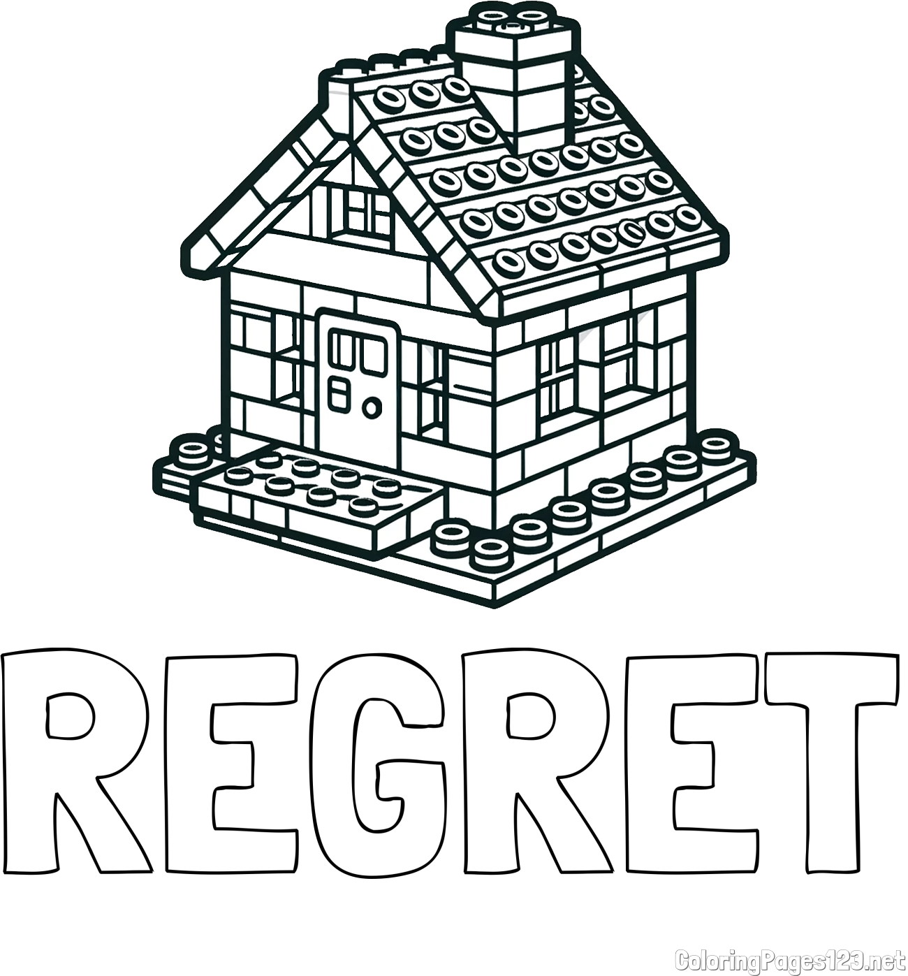 REGRET Coloring Page and LEGO House Coloring Page