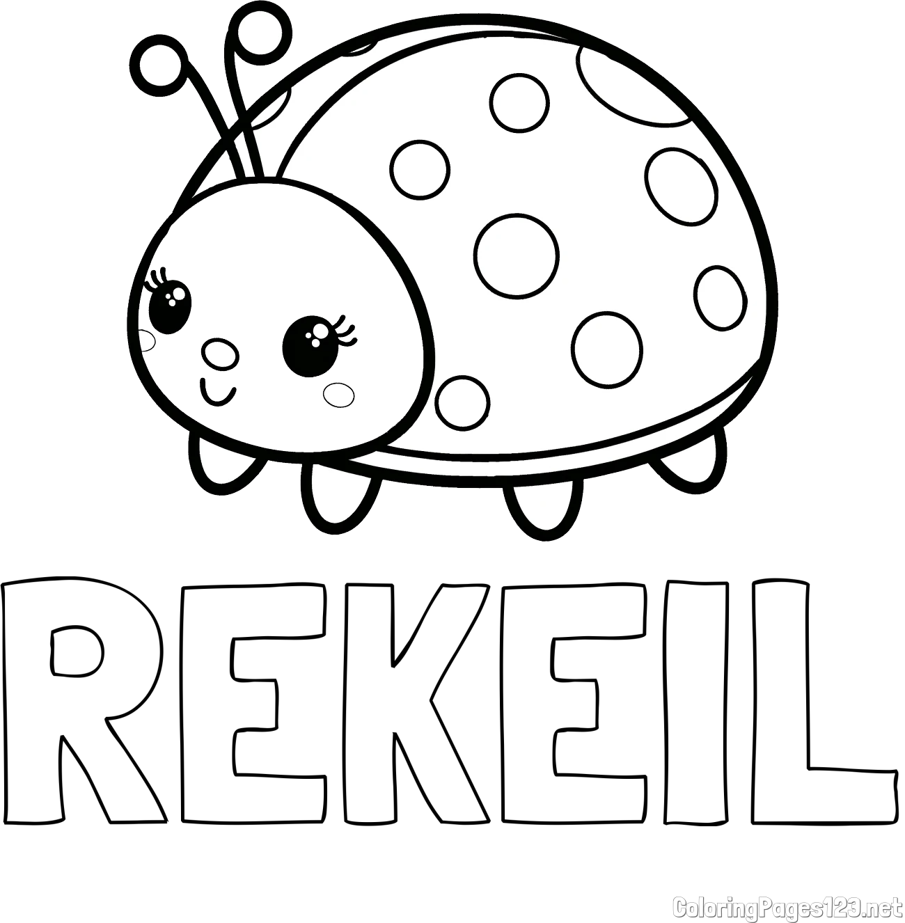 REKEIL Coloring Page and Smiling Ladybug Coloring Page