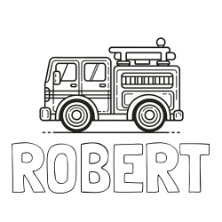 Online Created Coloring Page - ROBERT Coloring Page and Easy Kids Coloring Page of a Fire Truck