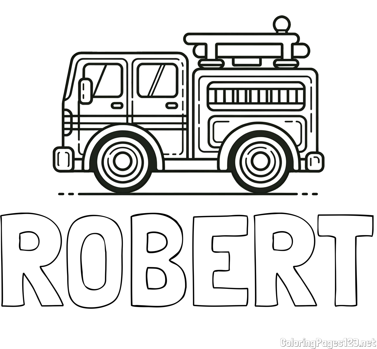 ROBERT Coloring Page and Easy Kids Coloring Page of a Fire Truck