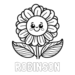 Online Created Coloring Page - ROBINSON Coloring Page and Smiling Flower Coloring Page