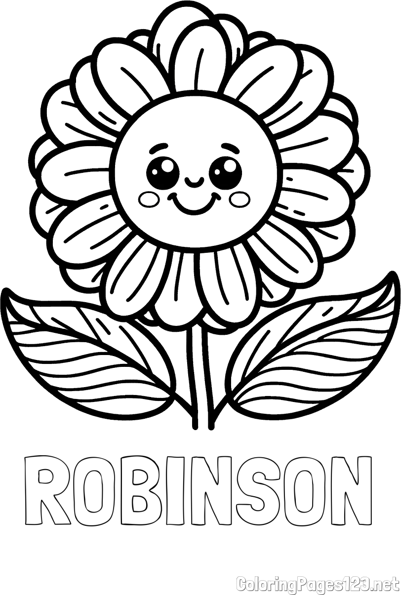ROBINSON Coloring Page and Smiling Flower Coloring Page