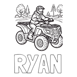 Online Created Coloring Page - RYAN Coloring Page and Motorist on ATV Coloring Page