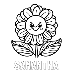 Online Created Coloring Page - SAMANTHA Coloring Page and Smiling Flower Coloring Page