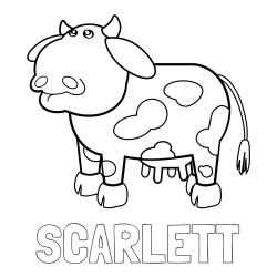 Online Created Coloring Page - SCARLETT Coloring Page and Cute and Funny Cow Coloring Page