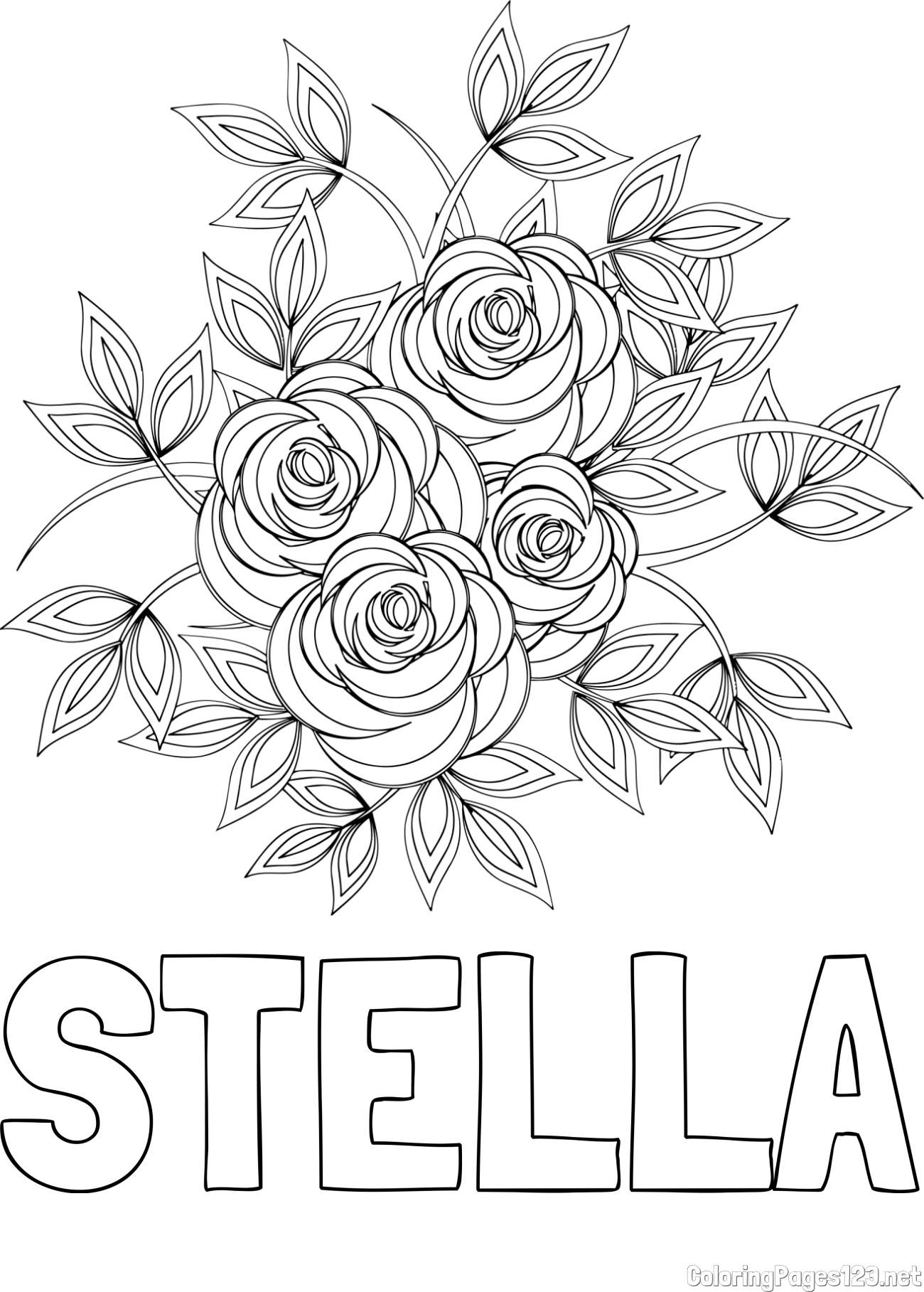 STELLA Coloring Page and Rose Mandala Coloring Page