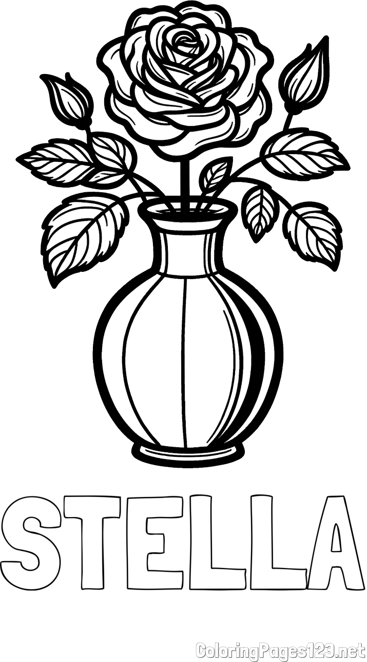 STELLA Coloring Page and Roses in a Vase Coloring Page