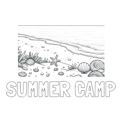 Online Created Coloring Page - SUMMER CAMP Coloring Page and Beautiful Seashore Coloring Page