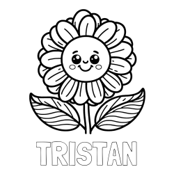 Online Created Coloring Page - TRISTAN Coloring Page and Smiling Flower Coloring Page