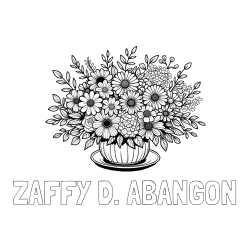 Online Created Coloring Page - ZAFFY D. ABANGON Coloring Page and Beautiful Bouquet of Flowers Coloring Page