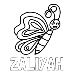 ZALIYAH Coloring Page and Simple Butterfly Coloring Page