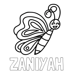 ZANIYAH Coloring Page and Simple Butterfly Coloring Page