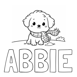 Online Created Coloring Page - ABBIE Coloring Page and Coloring Page of an Adorable Puppy