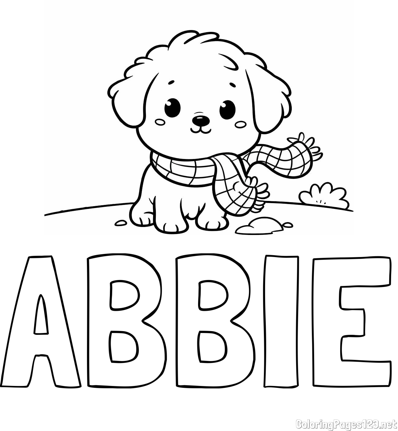 ABBIE Coloring Page and Coloring Page of an Adorable Puppy