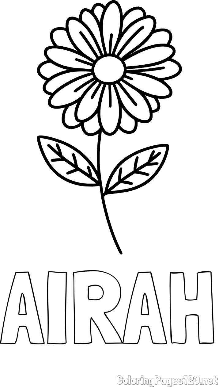 AIRAH Coloring Page and Flower Coloring Page