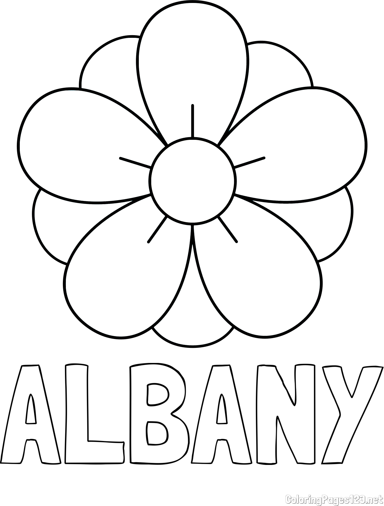 ALBANY Coloring Page and Flower Without Stem Coloring Page