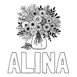 Online Created Coloring Page - ALINA Coloring Page and Flower Bouquet Coloring Page