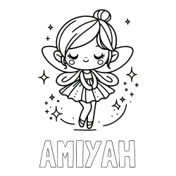 Online Created Coloring Page - AMIYAH Coloring Page and Children's Coloring Page of a Magical Fairy