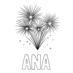 Online Created Coloring Page - ANA Coloring Page and Fireworks with Stars Coloring Page