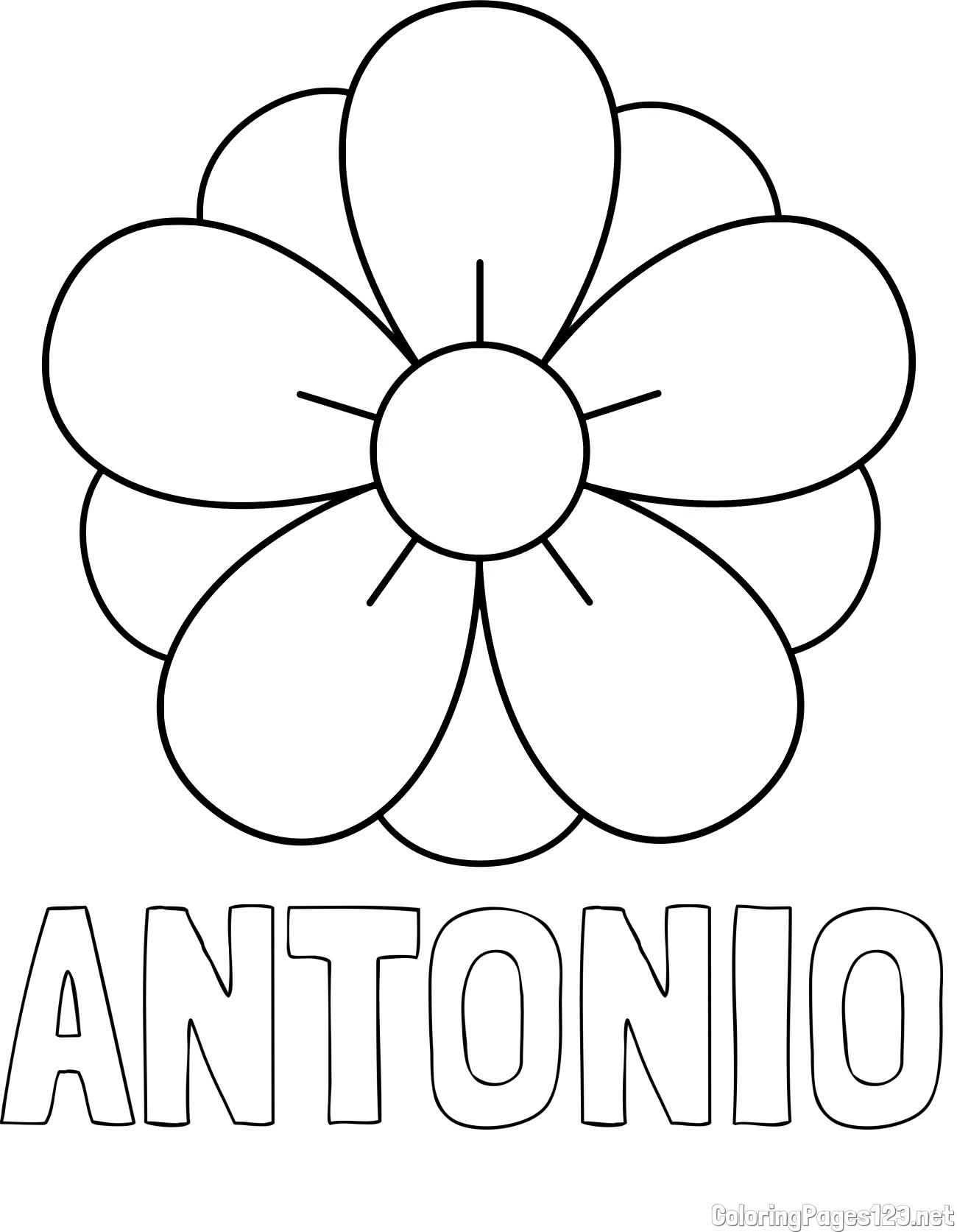 ANTONIO Coloring Page and Flower Without Stem Coloring Page