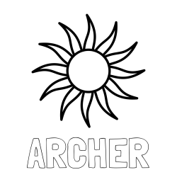 Online Created Coloring Page - ARCHER Coloring Page and Simple Sun Coloring Page for Kids