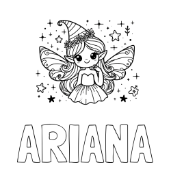Online Created Coloring Page - ARIANA Coloring Page and Coloring Page of a Cute and Smiling Magical Fairy