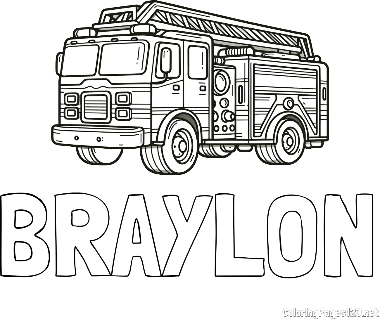 BRAYLON Coloring Page and Coloring Page of a Huge Fire Truck