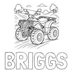 Online Created Coloring Page - BRIGGS Coloring Page and Four-Wheeler in Nature Coloring Page