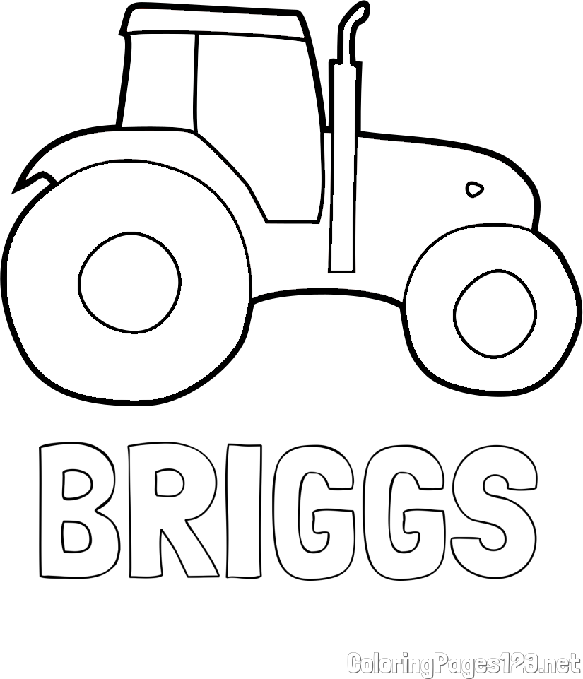 BRIGGS Coloring Page and Simple Tractor Coloring Page for Kids