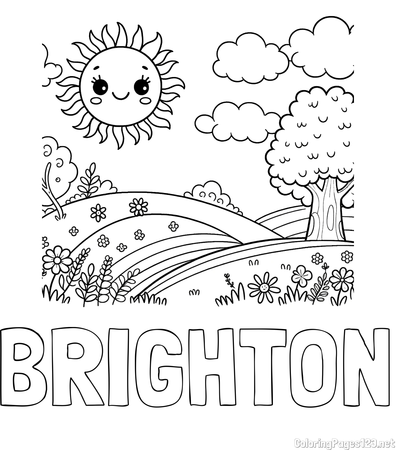 BRIGHTON Coloring Page and Sunny Nature Coloring Page