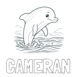 Online Created Coloring Page - CAMERAN Coloring Page and Coloring Page of a Smiling Dolphin Jumping