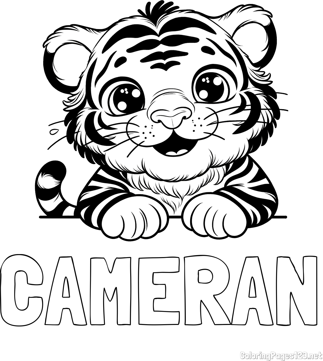CAMERAN Coloring Page and Tiger Cub Coloring Page