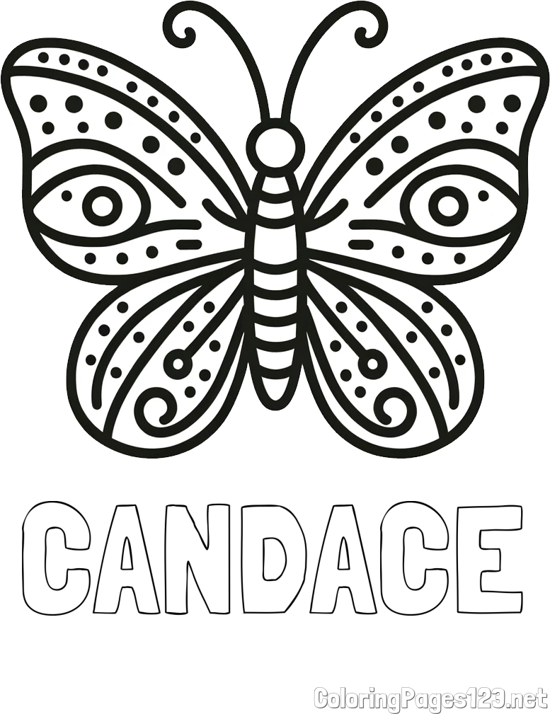 CANDACE Coloring Page and Butterfly Coloring Page (Simple)
