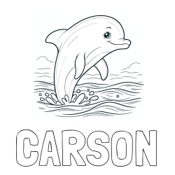 Online Created Coloring Page - CARSON Coloring Page and Coloring Page of a Smiling Dolphin Jumping