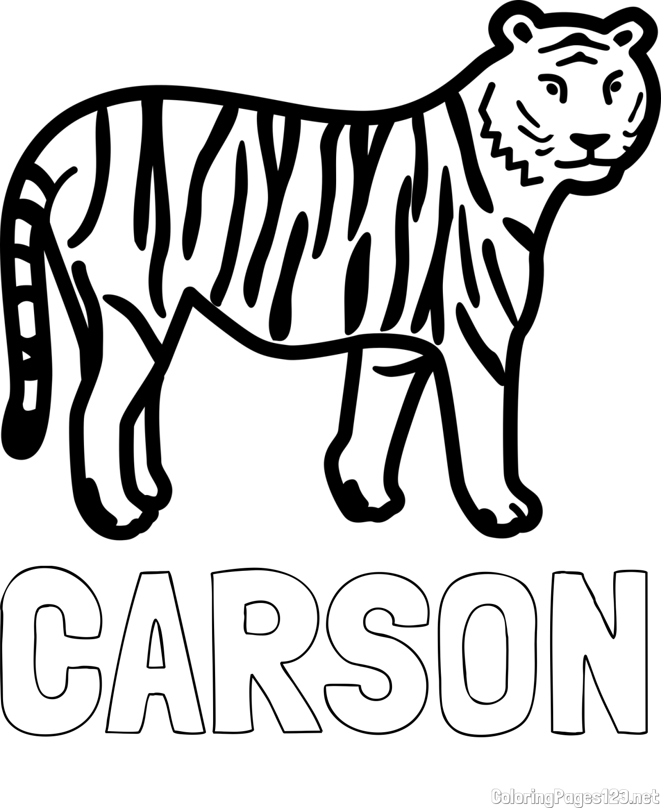 CARSON Coloring Page and Easy Tiger Coloring Page