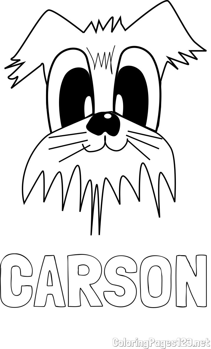 CARSON Coloring Page and Simple Coloring Page of a Smiling Dog